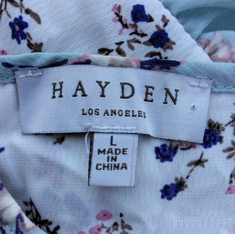 Hayden Los Angeles Ditsy Floral Tiered Skirt Midi Length Dress Size Large - Picture 9 of 9